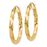14k Polished 3mm Twisted Hoop Earrings - TC-570A28AE-8842