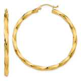 14k Polished 3mm Twisted Hoop Earrings - TC-93762F35-2331