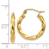 14k Polished 3mm Twisted Hoop Earrings - TC-CBEE6EEA-5087