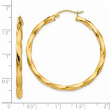 14k Polished 3mm Twisted Hoop Earrings - TC-DA843D33-4290