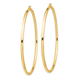 14k Polished 3x80mm Lightweight Round Tube Hoop Earrings