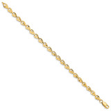 14k Polished 4.75mm Diamond-cut Leaf 7 inch Bracelet
