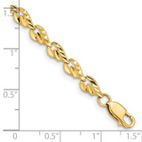 14k Polished 4.75mm Diamond-cut Leaf 7 inch Bracelet