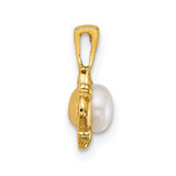 14k Polished 4-5mm Button White Freshwater Cultured Pearl Pendant
