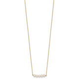 14k Polished 4-5mm Semi-Round White Freshwater Cultured 5-Pearl Bar 19.5 inch Necklace