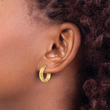 14K Polished 4mm Diamond Cut Hoop Earrings - TF-13EF88B3-6017