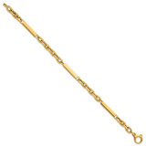 14k Polished 4mm Fancy Cable Chain with Three Bars 8 inch Bracelet