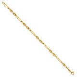 14K Polished 4mm Fancy Paperclip and Puffed Anchor/Mariner Link 7.5 inch Bracelet