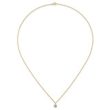 14k Polished 5.00mm Round CZ Solitaire 18 inch Necklace