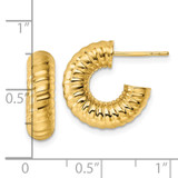 14k Polished 5.00mm Textured Tube C-Hoop Post Earrings - TF-5F020C38-8791