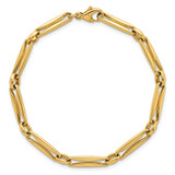 14k Polished 5mm Fancy Long and Round Link 7.5 inch Bracelet