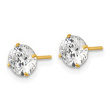 14k Polished 6.00mm Round CZ Stud Post Earrings