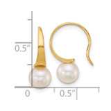 14k Polished 6-7mm Round White South Sea Saltwater Cultured Pearl Dangle Earrings
