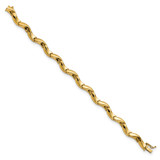 14K Polished 7.25mm Fancy Wavy Link 7.5 inch Bracelet