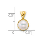 14k Polished 7-8mm Button White Freshwater Cultured Pearl Pendant - XF-3C94D3C2-6141