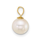 14k Polished 7-8mm Round White Freshwater Cultured Pearl Pendant