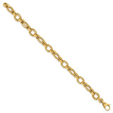 14k Polished 7mm Fancy Double Link 7.5 inch Bracelet
