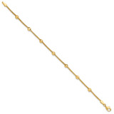 14K Polished 7-Station Mirror Beads and Chain 7 inch Bracelet