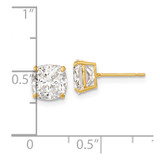 14k Polished 7x7 Cushion Cut CZ Studs Post Earrings