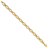 14k Polished 8.75mm Round and Oval Fancy Link 7.5 inch Bracelet