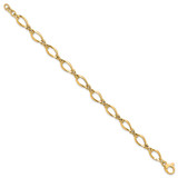 14k Polished 8.8mm Fancy Twisted Link 7.5 inch Bracelet