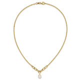 14k Polished 8-9mm Near Round Freshwater Cultured Pearl Dangle 16.75 inch Necklace