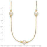 14k Polished 8-9mm Near-Round White Freshwater Cultured Pearl 5-Station 18 inch Necklace