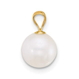 14k Polished 8-9mm Round White Freshwater Cultured Pearl Pendant