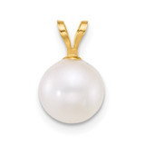14k Polished 8-9mm Round White Freshwater Cultured Pearl Pendant