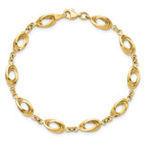 14k Polished 8mm Fancy Oval Link 7.5 inch Bracelet