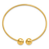 14K Polished 9.5mm Ball 2.00mm Flexible Oval Cuff Bangle Bracelet