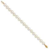 14k Polished 9-10mm Round White Akoya Saltwater Cultured Pearl 7 inch Bracelet