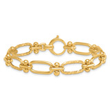 14k Polished 9mm Lightweight Oval Textured Fancy Link 8 inch Bracelet