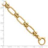 14k Polished 9mm Lightweight Oval Textured Fancy Link 8 inch Bracelet