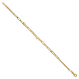 14K Polished and Beaded 2-Strand with Fancy Paperclip Link 7.5 Inch Bracelet