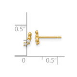 14k Polished and Beaded CZ Curved Post Earrings
