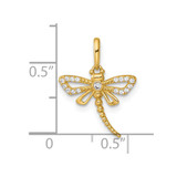 14k Polished and Beaded CZ Dragonfly Charm / Pendant