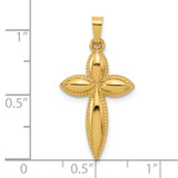 14k Polished and Beaded Hollow Edge Passion Cross Pendant - XR-80DC2836-9909