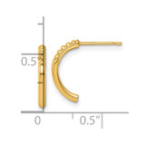 14k Polished and Beaded J-Hoop Post Earrings