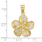 14k Polished and Beaded Plumeria Flower Charm