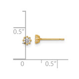 14k Polished and Beaded Round CZ Post Earrings