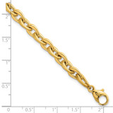 14k Polished And Brushed 6.5mm Fancy Cable Chain 7.5 inch Bracelet