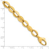 14k Polished And Brushed 8.1mm Fancy Oval Cable Link 7.25 inch Bracelet