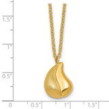 14k Polished And Brushed Curved Teardrop 16 inch Necklace Plus 2 inch Extender