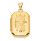 14k Polished and Brushed Diamond-cut 20x15mm Rectangular Locket