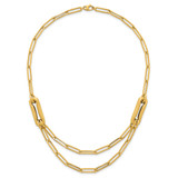14k Polished And Brushed Double Layer Paperclip Link 18.25 inch Necklace