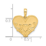 14K Polished and Brushed Fancy Heart Charm