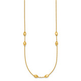 14K Polished and Brushed Oval Beaded 5-Station 24 Inch Necklace