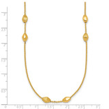 14K Polished and Brushed Oval Beaded 5-Station 24 Inch Necklace
