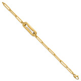 14k Polished And Brushed Paperclip Link 7.75 inch Bracelet